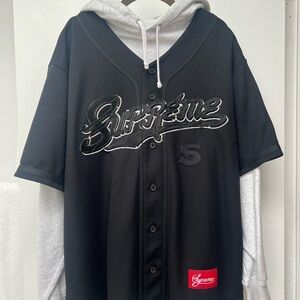 Supreme Black Button-Up Jersey